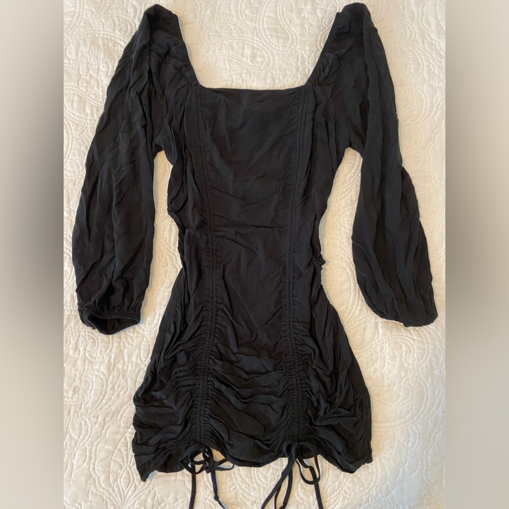 Scrunched black cocktail dress